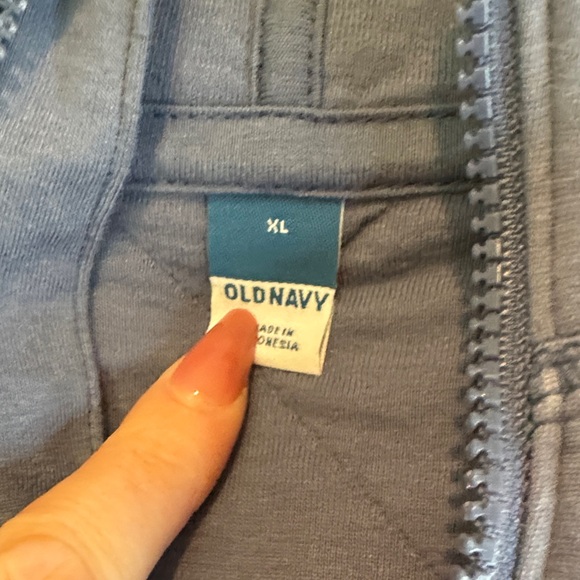 Old Navy Quilted Half-Zip Hoodie in Dusty Blue - Picture 2 of 6